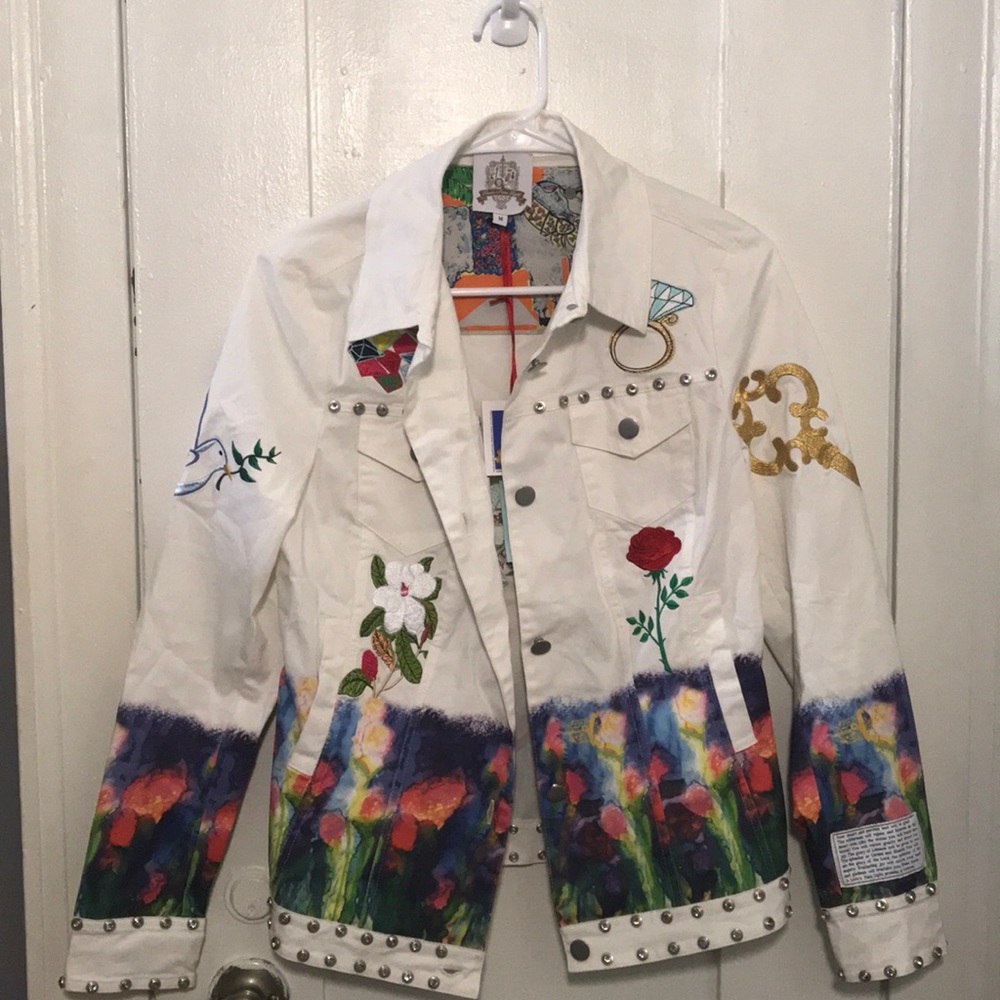 Embroidered White denim like style